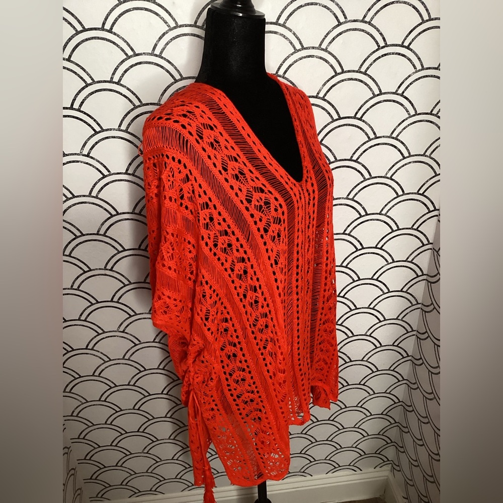 Vibrant Orange Crochet Swim Cover-Up – One Size - Picture 5 of 9